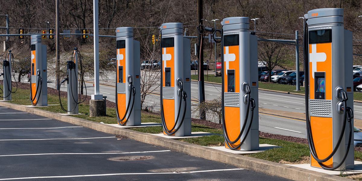 Electric vehicle charging stations.