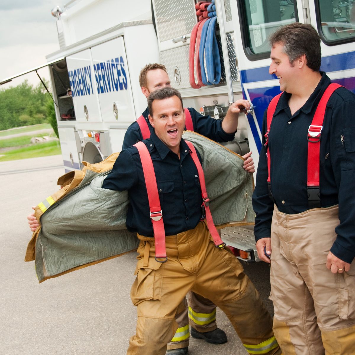 Photos of firefighters laughing