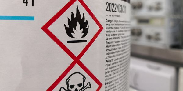 Photo of a label on a barrel of hazardous materials