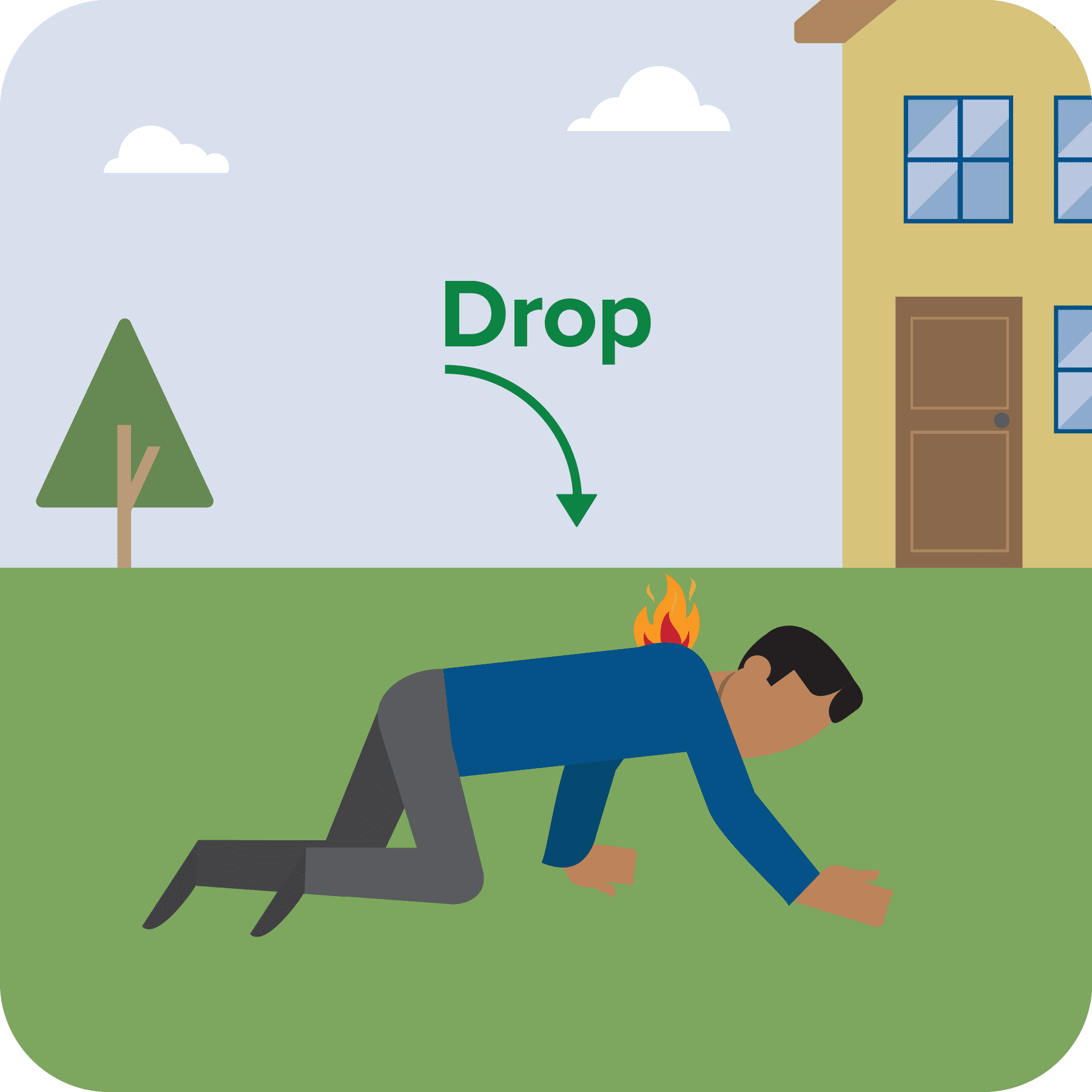 Pictograph: Stop, Drop and Roll